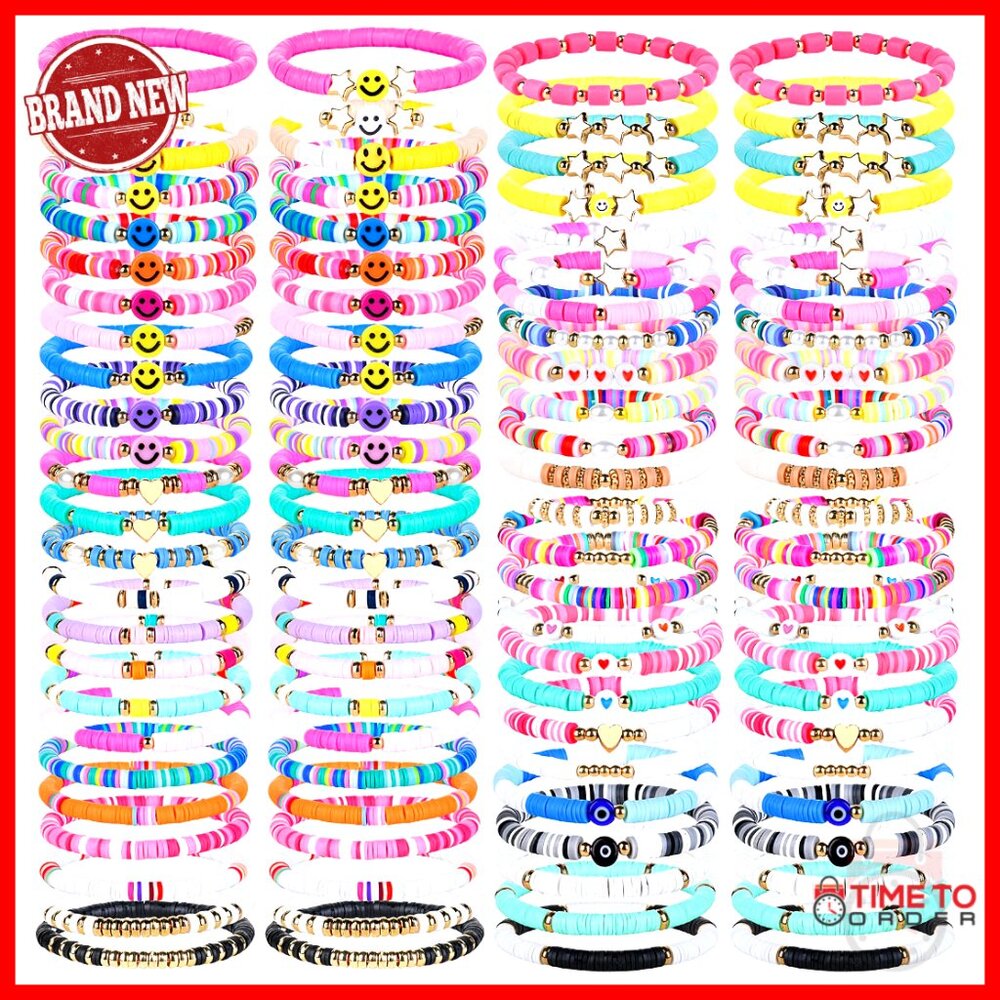 Clay Beaded Stretch Bracelets Set Stackable Bohem… - image 1